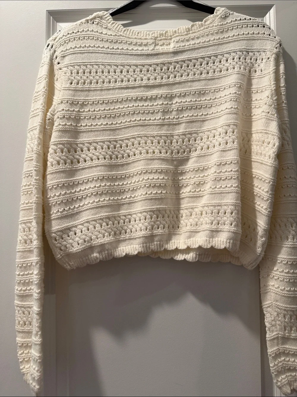 H&M Cream Cropped Button-Front Knit Cardigan